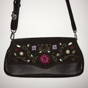 Brighton RARE Floral Embroidered Leather Purse
